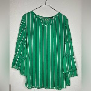 Blouse green with white stripes